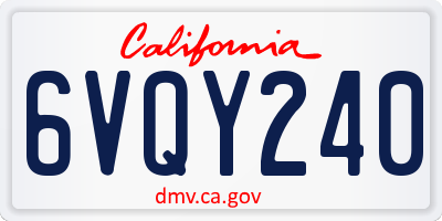 CA license plate 6VQY240