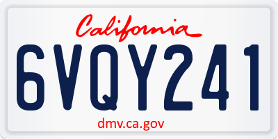 CA license plate 6VQY241