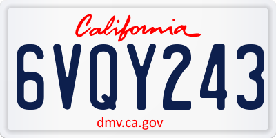 CA license plate 6VQY243