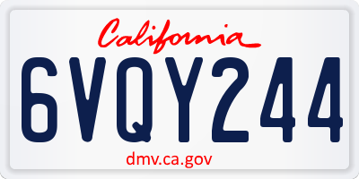 CA license plate 6VQY244