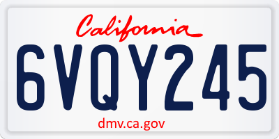 CA license plate 6VQY245