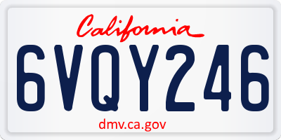 CA license plate 6VQY246