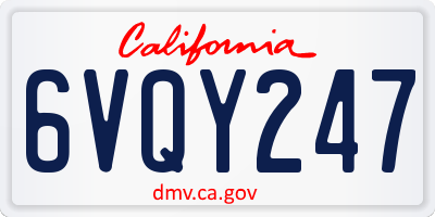 CA license plate 6VQY247