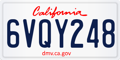 CA license plate 6VQY248