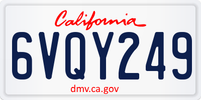 CA license plate 6VQY249