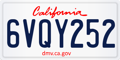 CA license plate 6VQY252