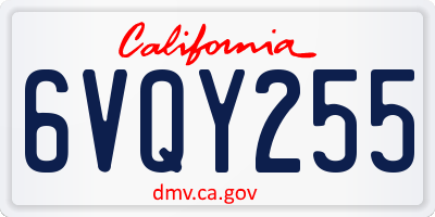 CA license plate 6VQY255