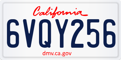 CA license plate 6VQY256