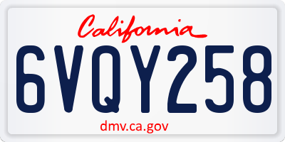 CA license plate 6VQY258