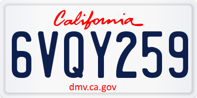 CA license plate 6VQY259