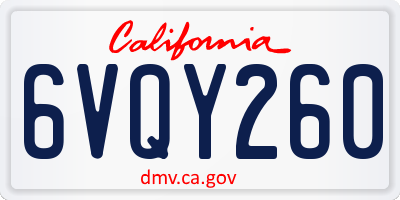 CA license plate 6VQY260