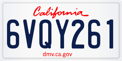 CA license plate 6VQY261