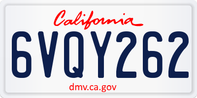 CA license plate 6VQY262