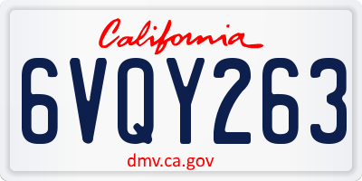 CA license plate 6VQY263