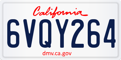 CA license plate 6VQY264