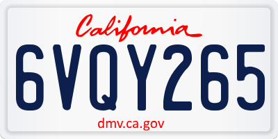 CA license plate 6VQY265