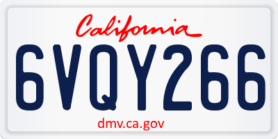 CA license plate 6VQY266