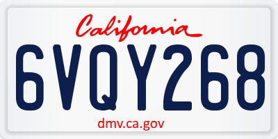 CA license plate 6VQY268