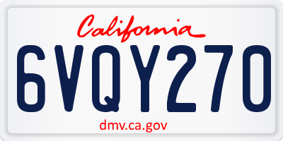 CA license plate 6VQY270