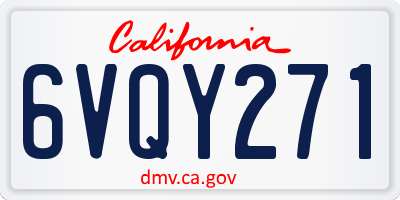 CA license plate 6VQY271