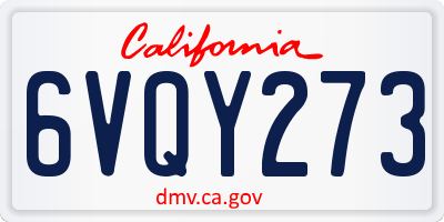 CA license plate 6VQY273