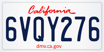CA license plate 6VQY276