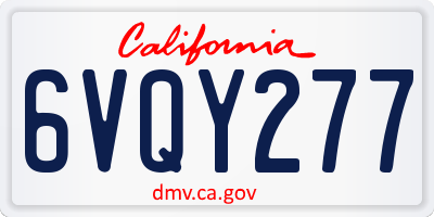 CA license plate 6VQY277