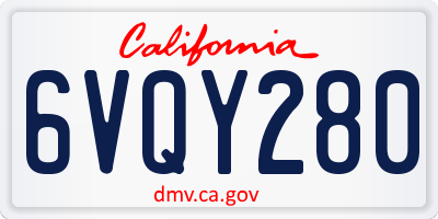 CA license plate 6VQY280