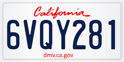 CA license plate 6VQY281
