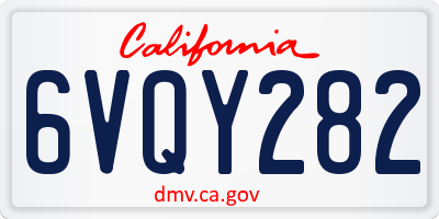 CA license plate 6VQY282