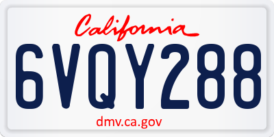 CA license plate 6VQY288