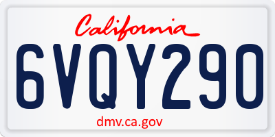CA license plate 6VQY290