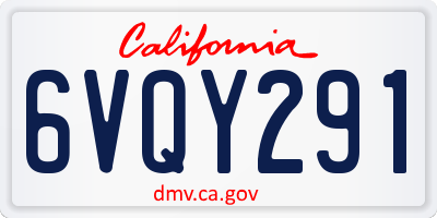 CA license plate 6VQY291