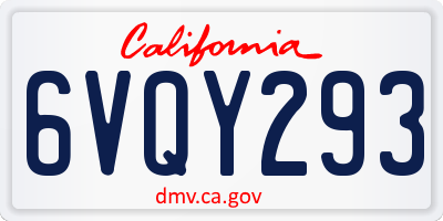CA license plate 6VQY293