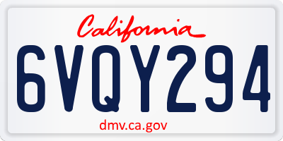 CA license plate 6VQY294