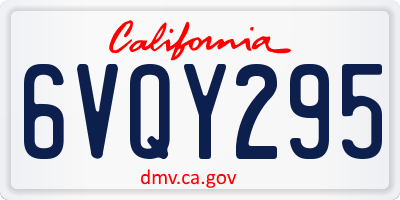CA license plate 6VQY295