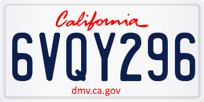 CA license plate 6VQY296