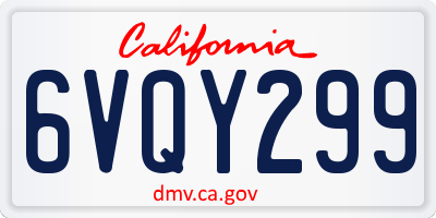 CA license plate 6VQY299