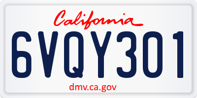 CA license plate 6VQY301