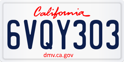 CA license plate 6VQY303