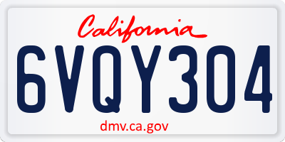 CA license plate 6VQY304