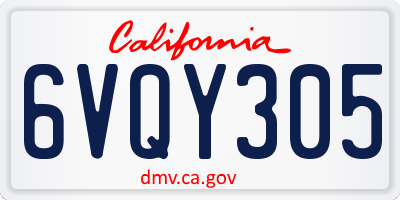 CA license plate 6VQY305