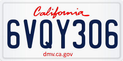 CA license plate 6VQY306