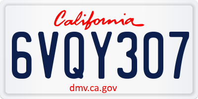 CA license plate 6VQY307