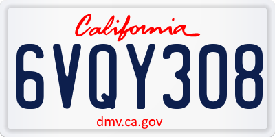CA license plate 6VQY308