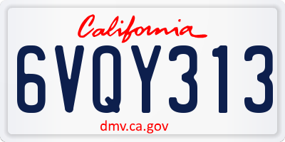 CA license plate 6VQY313