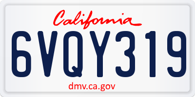 CA license plate 6VQY319