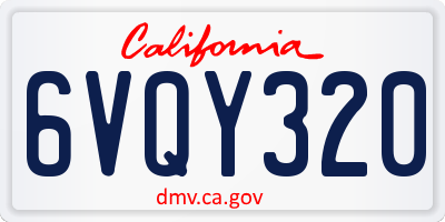 CA license plate 6VQY320