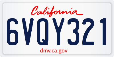 CA license plate 6VQY321