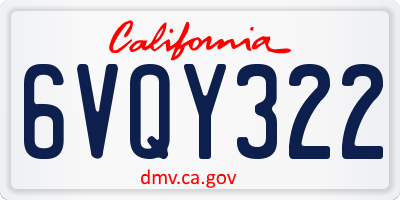 CA license plate 6VQY322